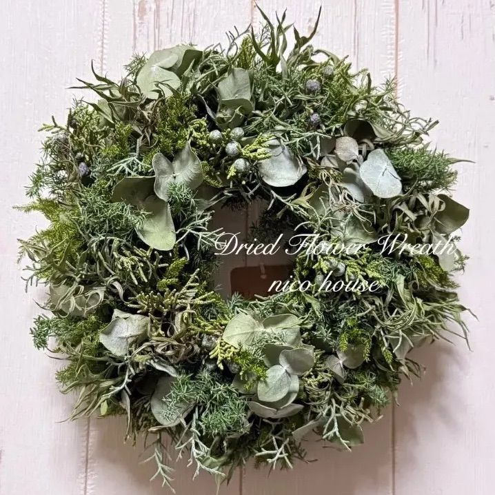 ドライフラワーリース 直径約24.5 cm グリーンリース ラウンドリース