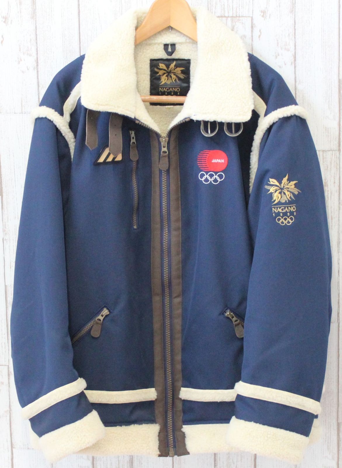 1998年長野オリンピック　公式ジャケット ネイビー 中古】 MIZUNO 1998年長野オリンピック公式ライセンス ボアジャケット
