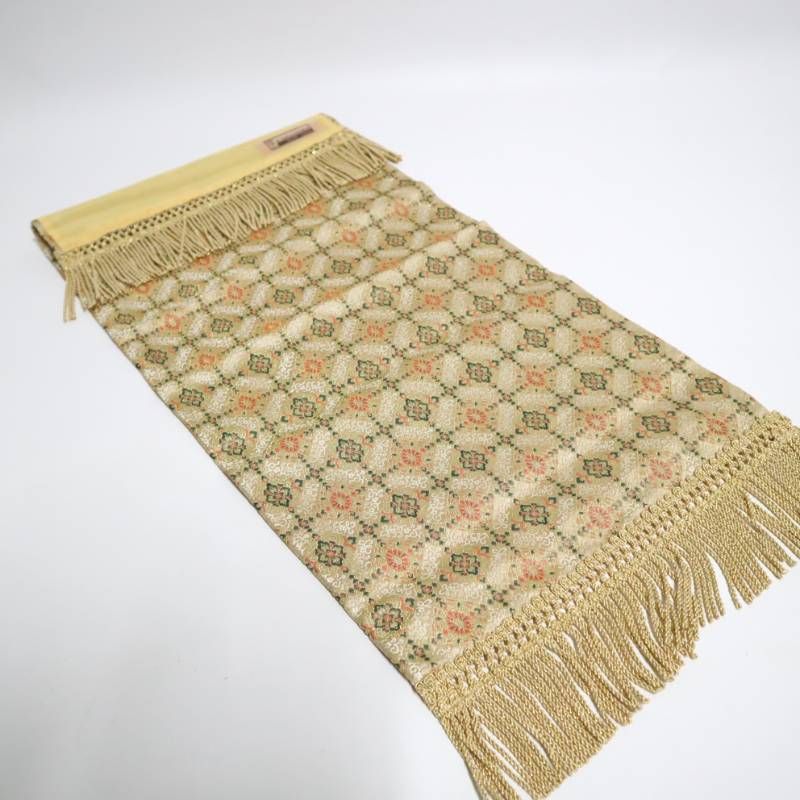 川島織物 西陣織 絹100% 金銀糸 角立華紋 テーブルセンター 金襴 房