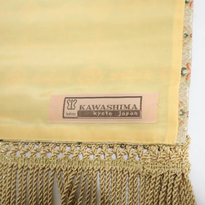 川島織物 西陣織 絹100% 金銀糸 角立華紋 テーブルセンター 金襴 房