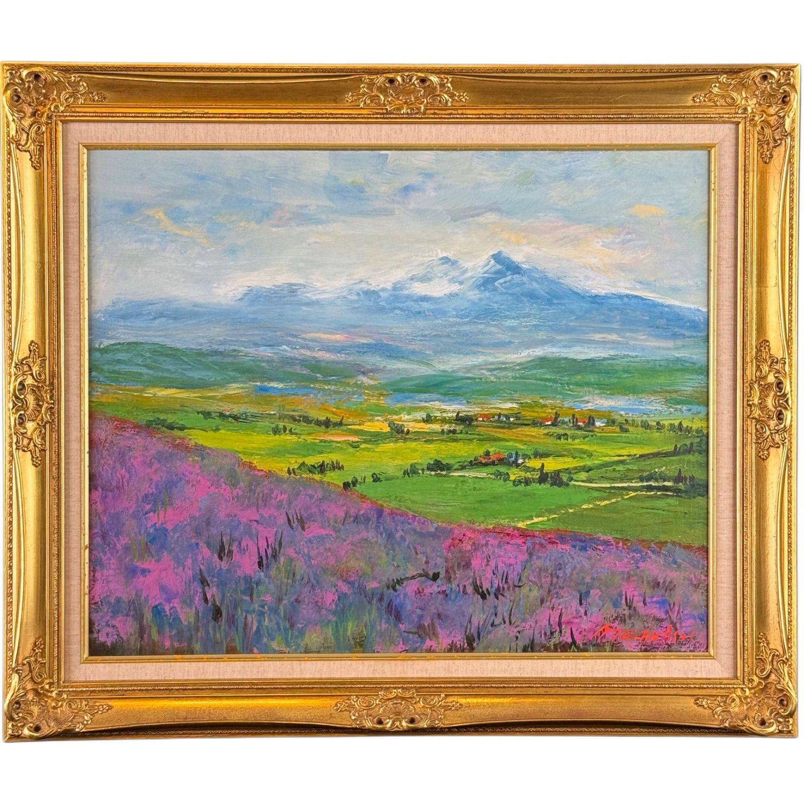 高橋益之 富良野のラベンダー 油彩 F 15号 共シール 利尻島出身 元陽会会員