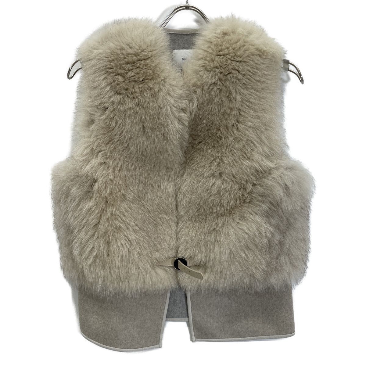 Sov. ベージュ フォックスファーベスト 36 SOV. ソブ ダブルスタンダード ﾍﾞｰｼﾞｭ ｳｰﾙ/ｶｼﾐﾔ ﾌｫｯｸｽﾌｧｰﾍﾞｽﾄ 36