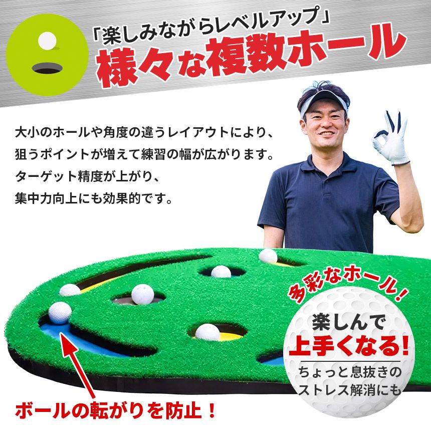 2枚セット ゴルフ パターマット 室内 練習用 本格グリーン設計 多機能