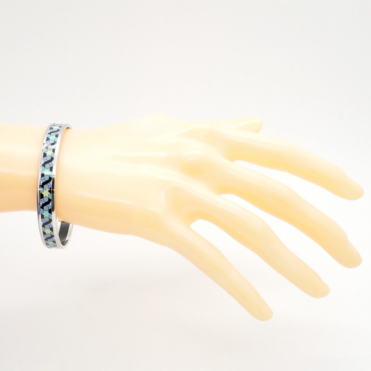  5 jpb 0145 エルメス バングル エマイユPM メタル 七宝焼き シルバー ブルー マルチ レディース バングル リストバンド アクセサリー