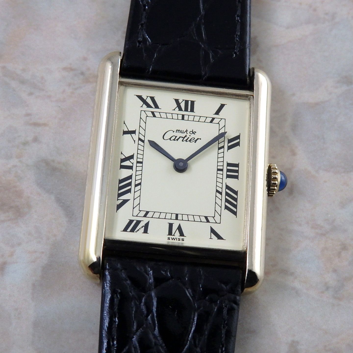 Cartier マスト タンク LM 手巻き ヴィンテージ アンティーク メンズ 腕時計 カルティエ Must Tank ウォッチ ローマ アイボリー