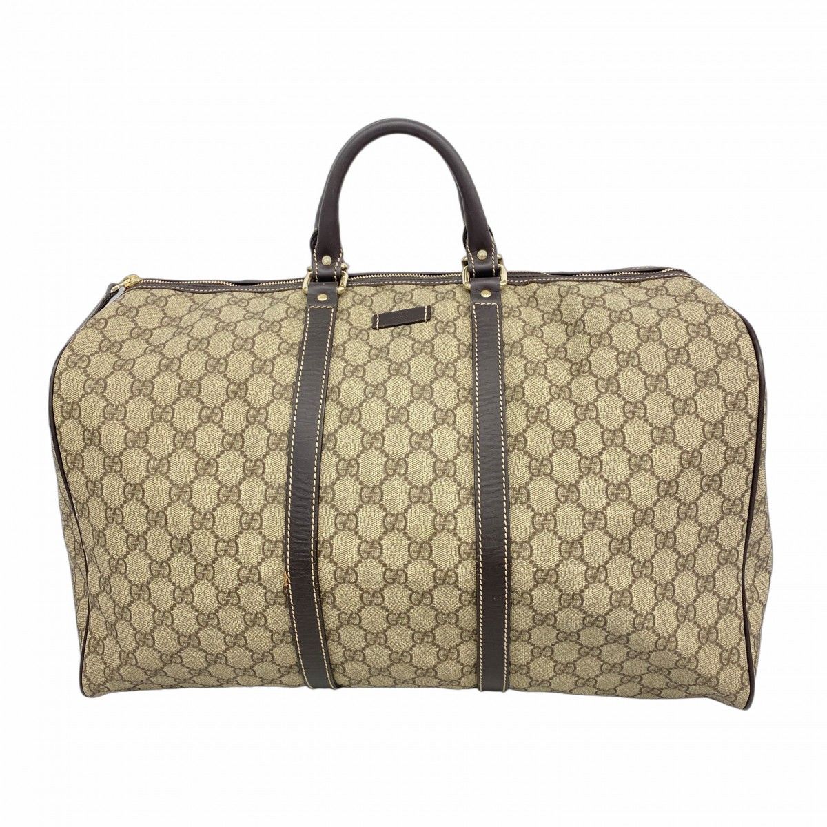 5 pb 2192 グッチ ボストンバッグ GGスプリーム 206501 PVC ブラウン シャンパンゴールド金具 メンズ レディース ユニセックス