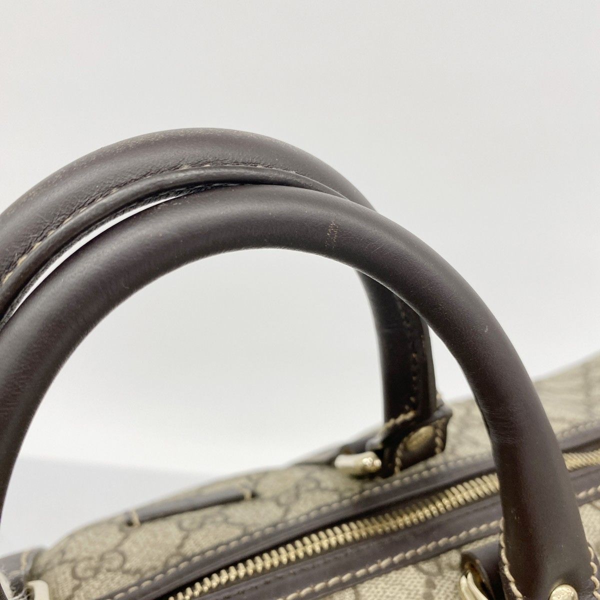 5pb2192】グッチ ボストンバッグ GGスプリーム 206501 PVC ブラウン