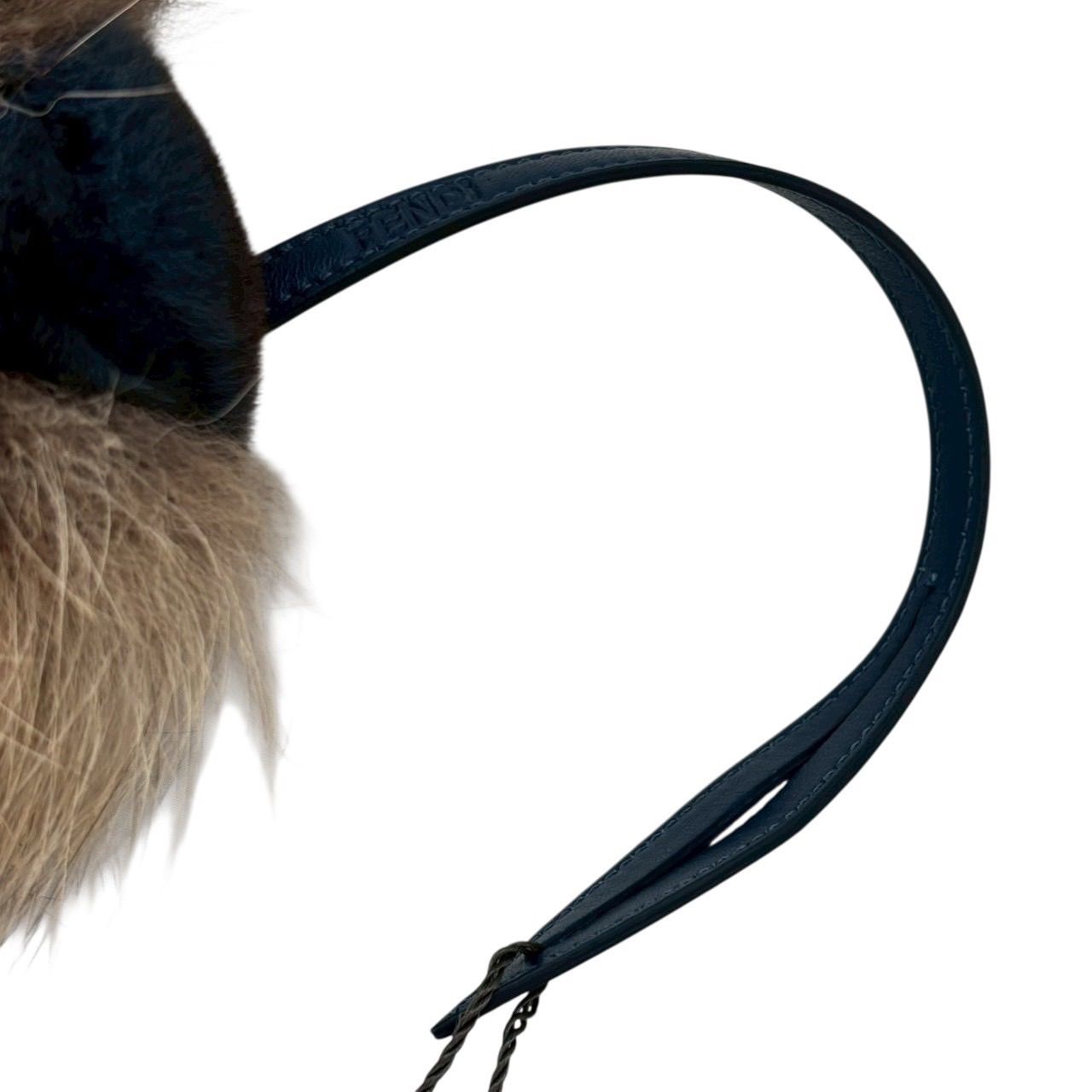 FENDI フェンディ 7AR362 チャーム キーホルダー バッグチャーム アクセサリー 小物 ファー レザー ブルー グレー系 FENDI フェンディ 7AR362 チャーム キーホルダー バッグチャーム
