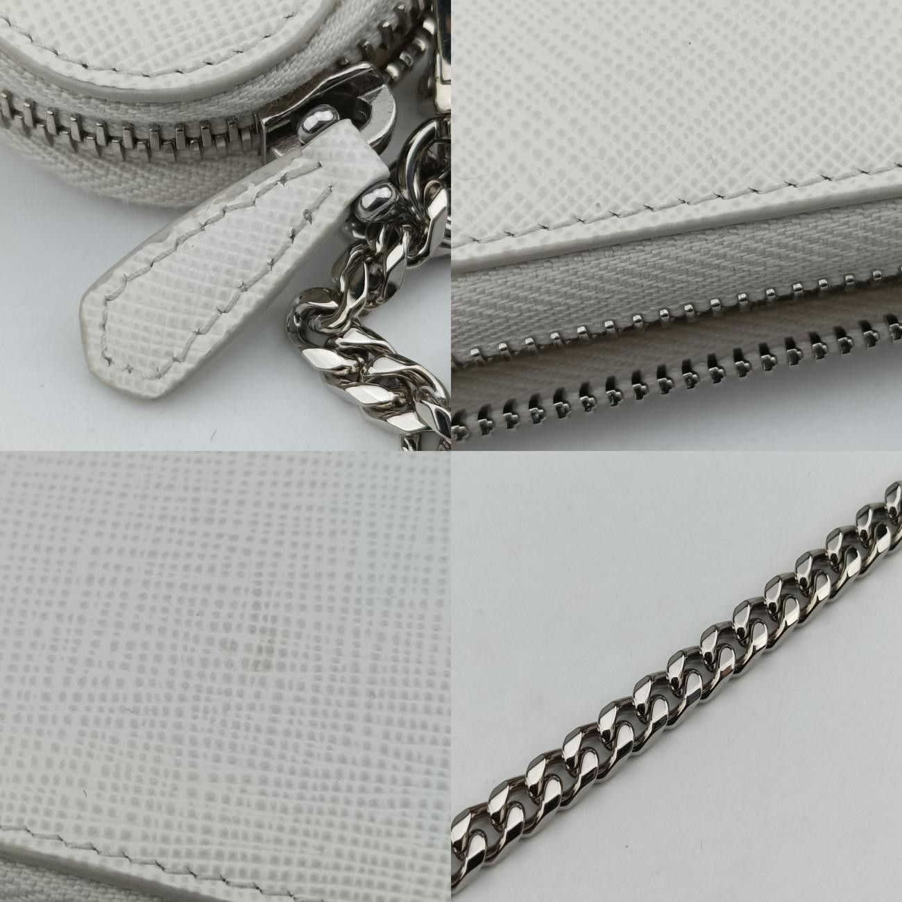 プラダPradaトライアングルロゴ ホワイト サフィアーノレザー 1NR015