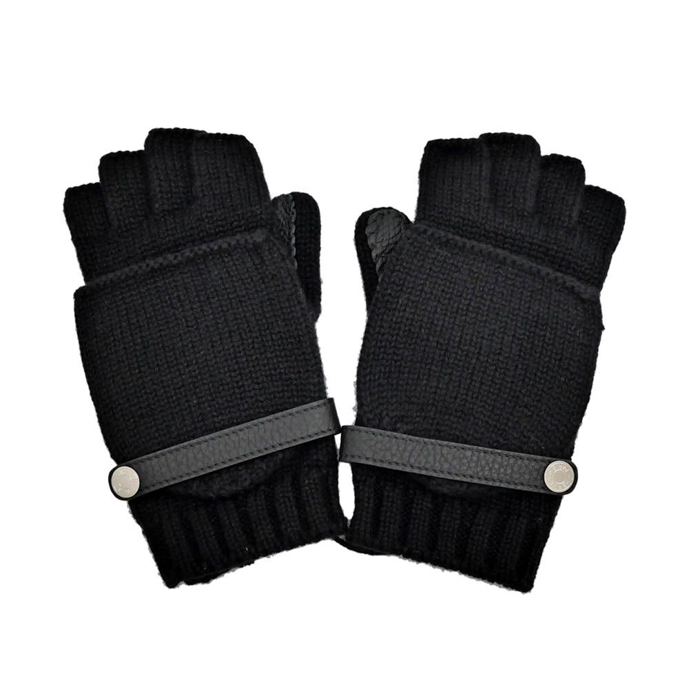 名東 エルメス リオネル グローブ ブラック 黒 サイズS カシミヤ レディース 女