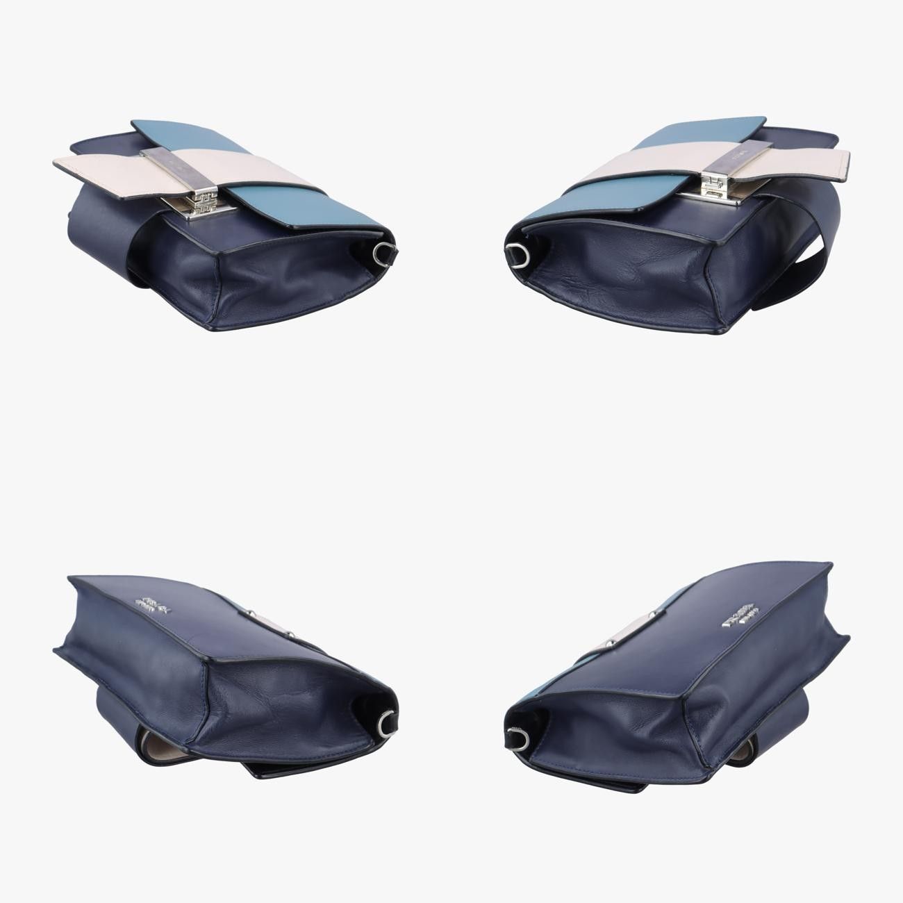 プラダ プラダPradaプレックス リボン ブルー×ホワイト×ネイビー レザー