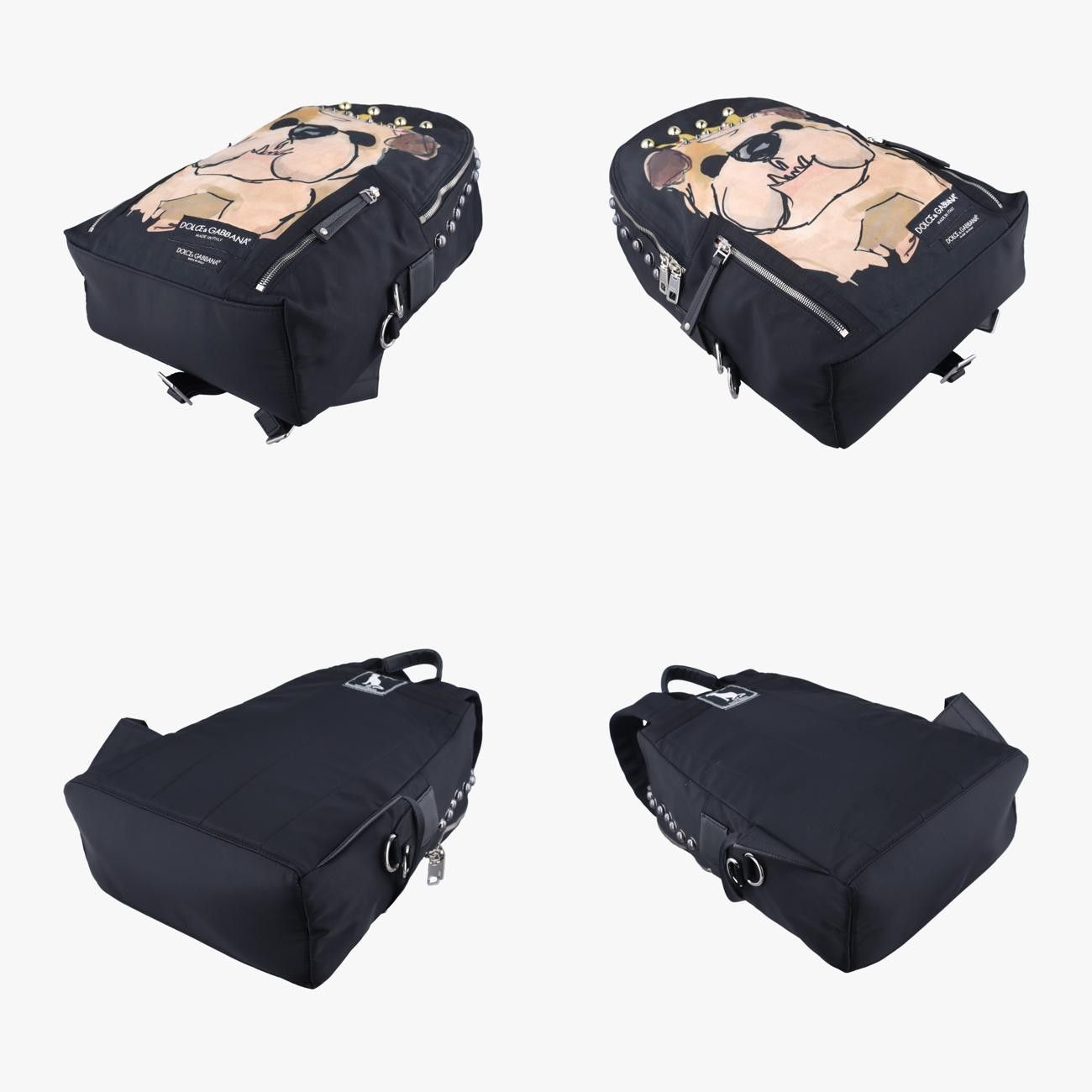  ドルチェ＆ガッバーナDolce - Gabbanaドッグプリント ブラック×マルチ ナイロン リュック バックパック バッグ