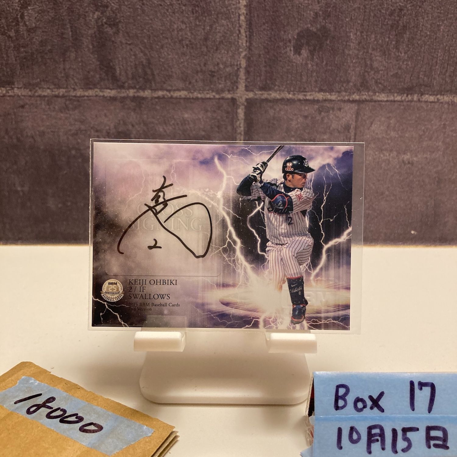 2015 BBM 大引啓次 02|30 直筆サインカード 東京ヤクルトスワローズ Cross Signing カード クロス
