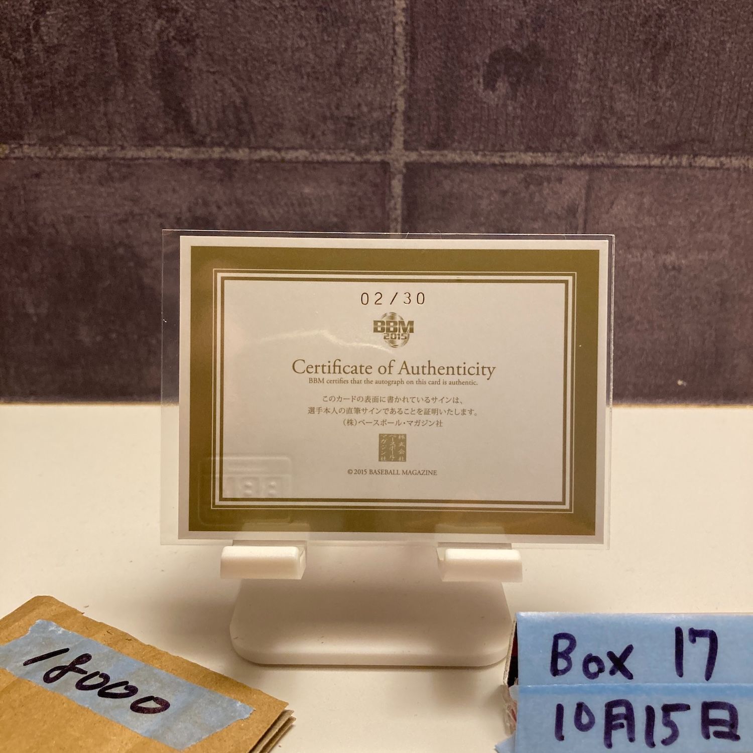 2015 BBM 大引啓次 02 30 直筆サインカード 東京ヤクルトスワローズ Cross Signing カード クロス