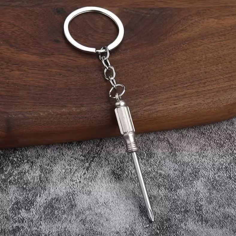 ミニ工具キーホルダー5点セット 工具デザイン シルバーキーホルダー