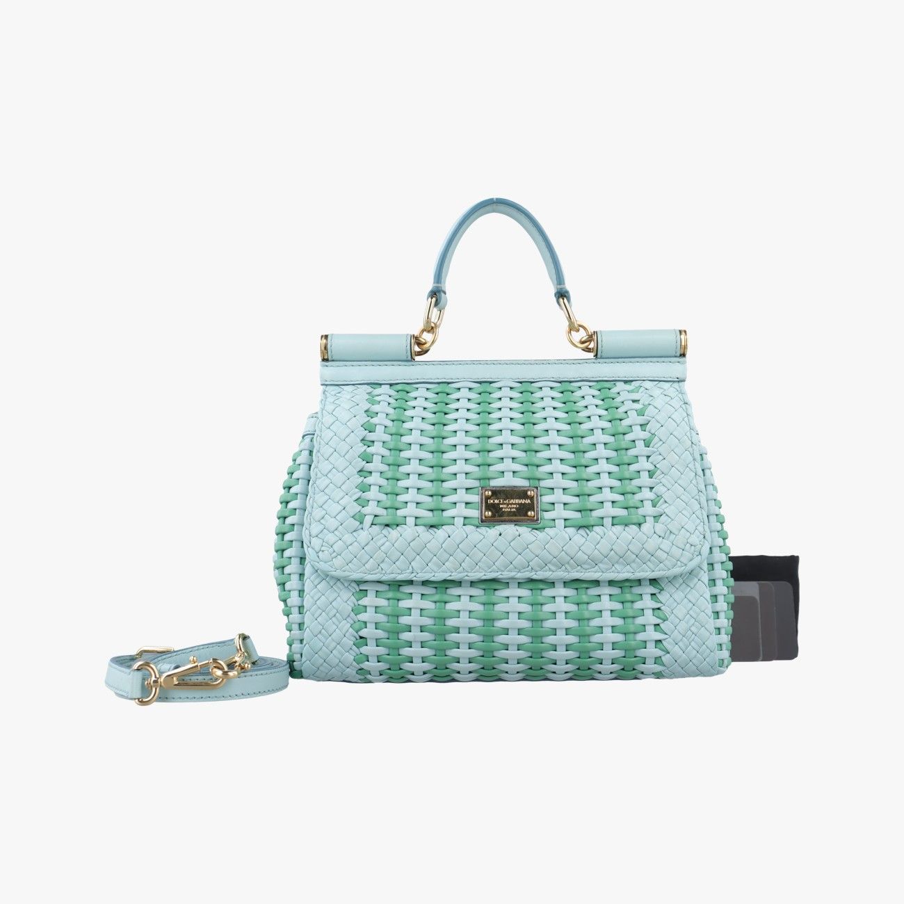 ドルチェ＆ガッバーナDolce Gabbanaシシリー グリーン ライトブルー レザー