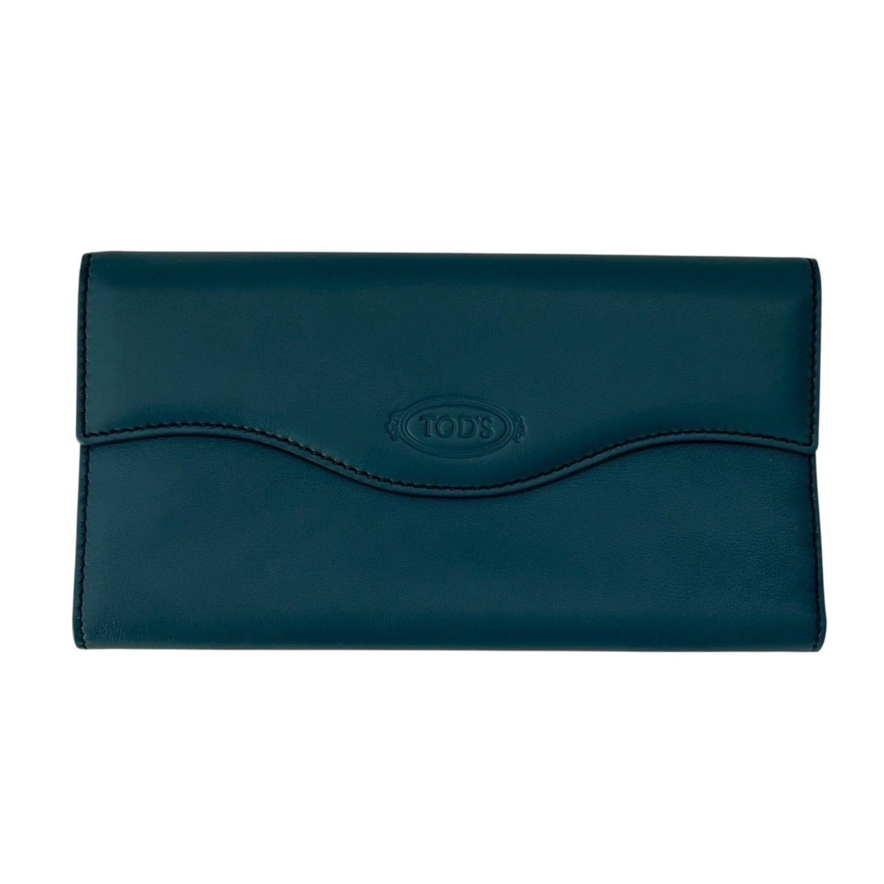 TOD S トッズ 財布 長財布 三つ折り財布 折財布 ロングウォレット ロゴ レザー ブルー