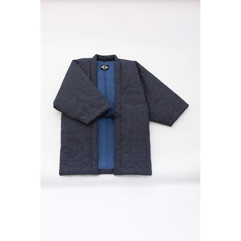  商品 綿の郷 ワタノサト 綿入れはんてん 日本製 男性用 ドビー織 文人柄 紺文人 XL ファッション雑貨 ベビー キッズ