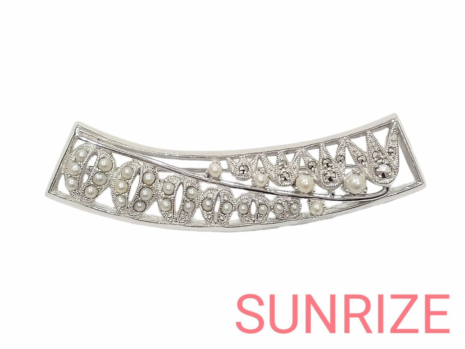 碌山 ロクザン パール マーカサイト ブローチ【T410】