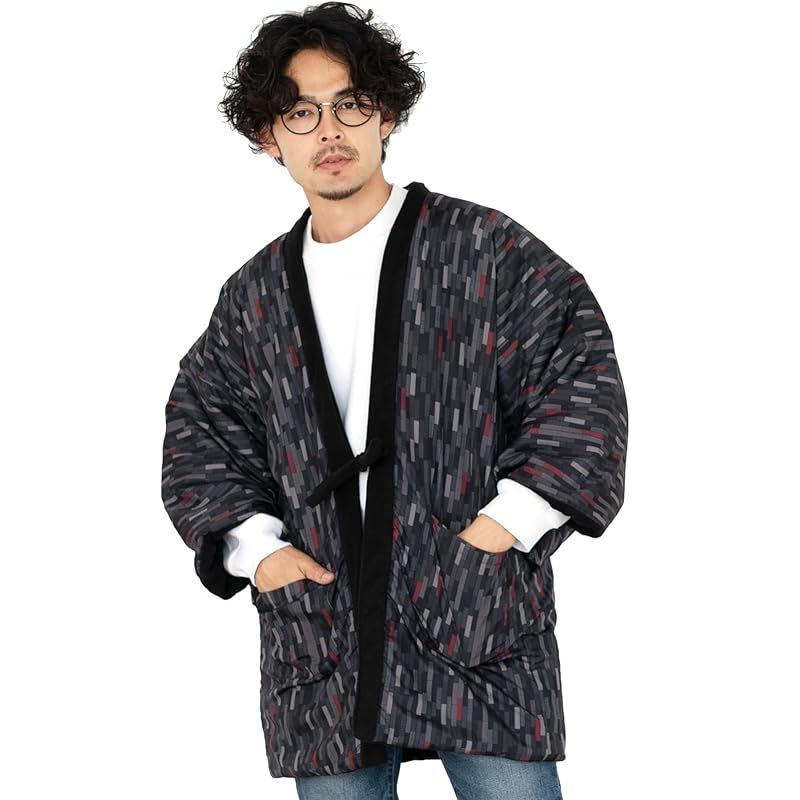 注目商品[KYOETSU] [キョウエツ] 半纏 はんてん メンズ 冬 フリース (5.黒一の字繋ぎ， L) 0