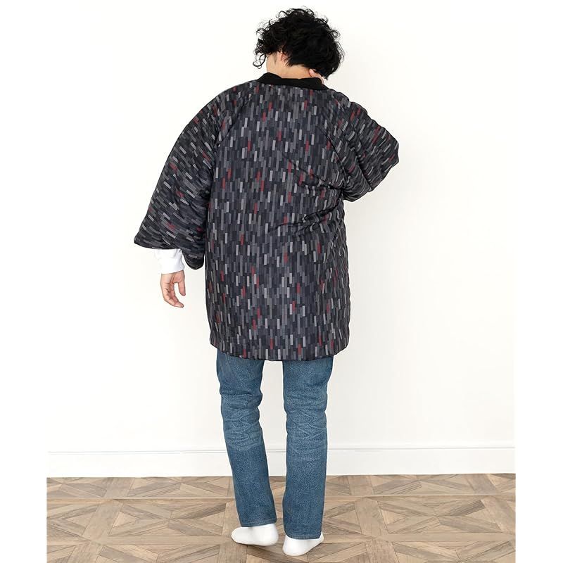 注目商品[KYOETSU] [キョウエツ] 半纏 はんてん メンズ 冬 フリース (5.黒一の字繋ぎ， L) 0