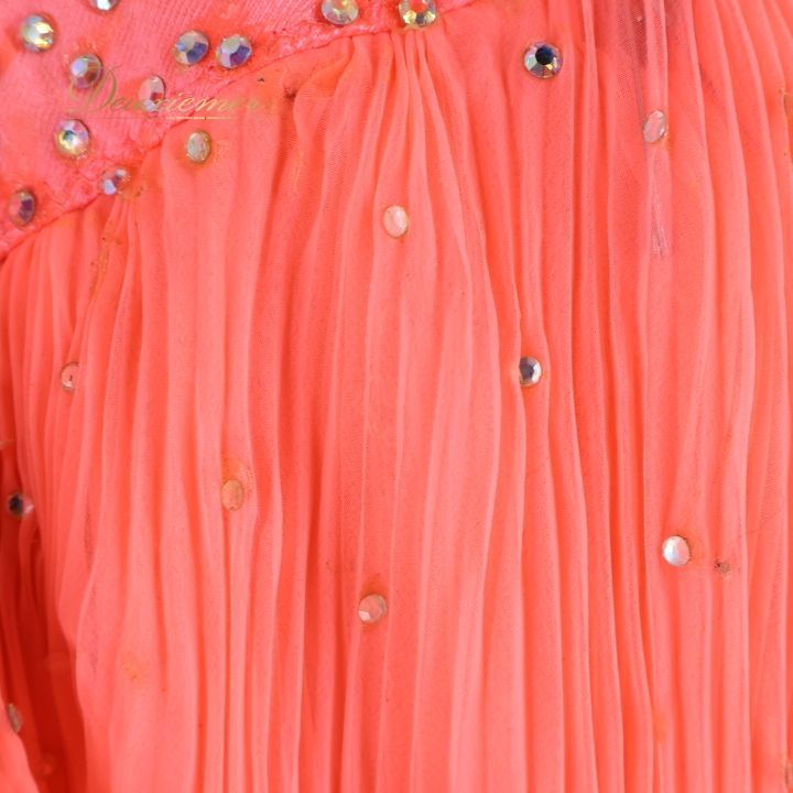  社交ダンス 衣装 ドレス ワンピース フリル ファー プリーツ デモ 競技 パーティ 発表会 ボリューム 蛍光 ピンク系 オレンジ系 フロート デザイン おしゃれ 目立つ 大人 ドレスアップ 舞台衣装 競技着 豪華 ドレス ダンス衣装 社交ダンス