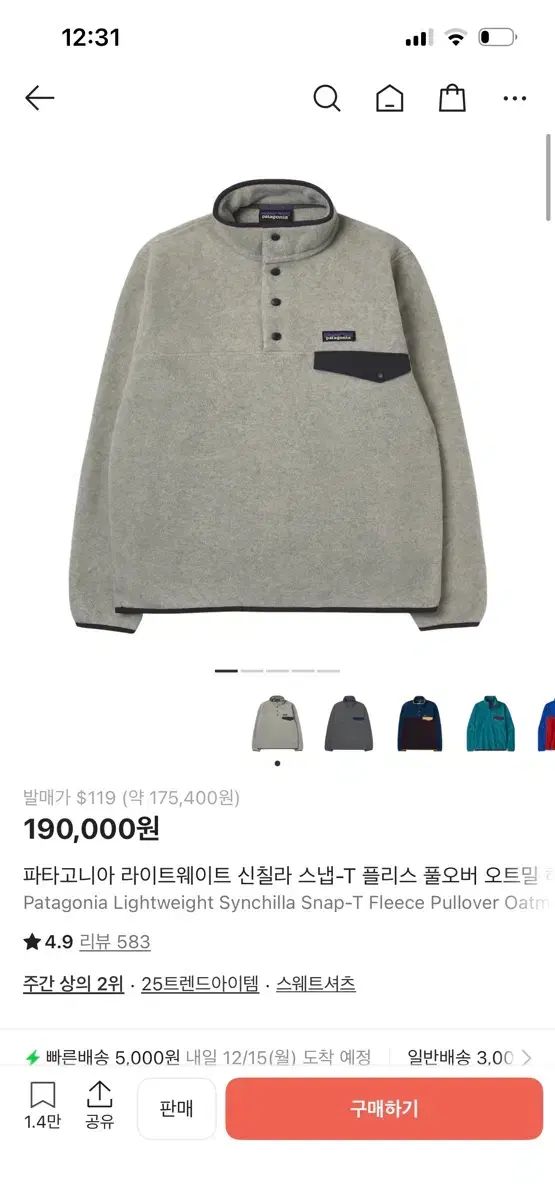 パタゴニア Synchilla オートミール ライトウェイト L