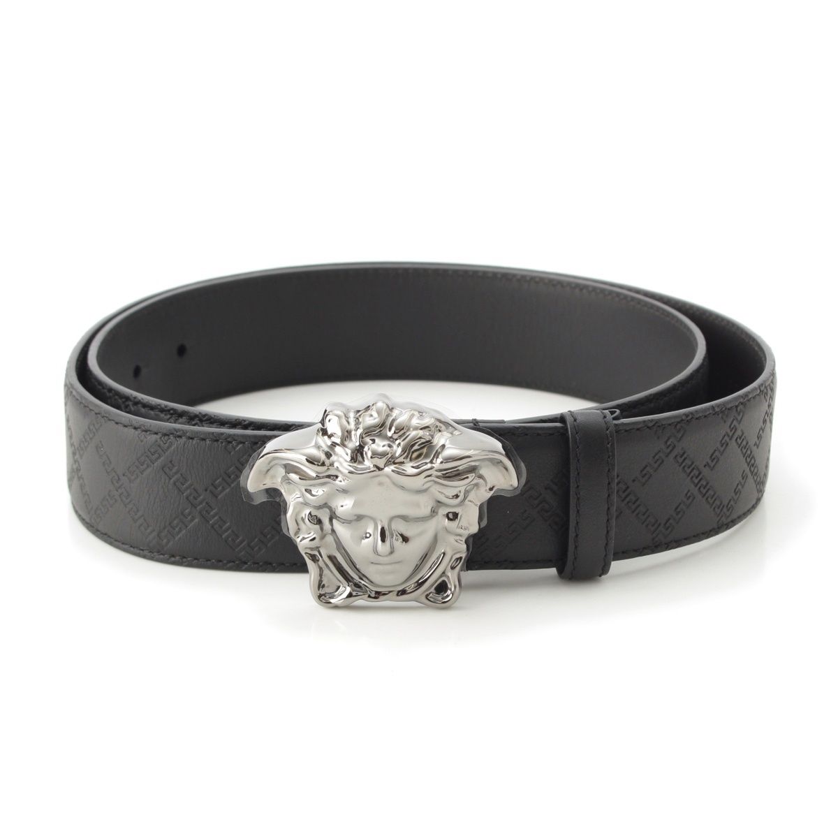 ヴェルサーチェ レザー ラ メドゥーサ ベルト DCU 4140 ブラック シルバー 100 40