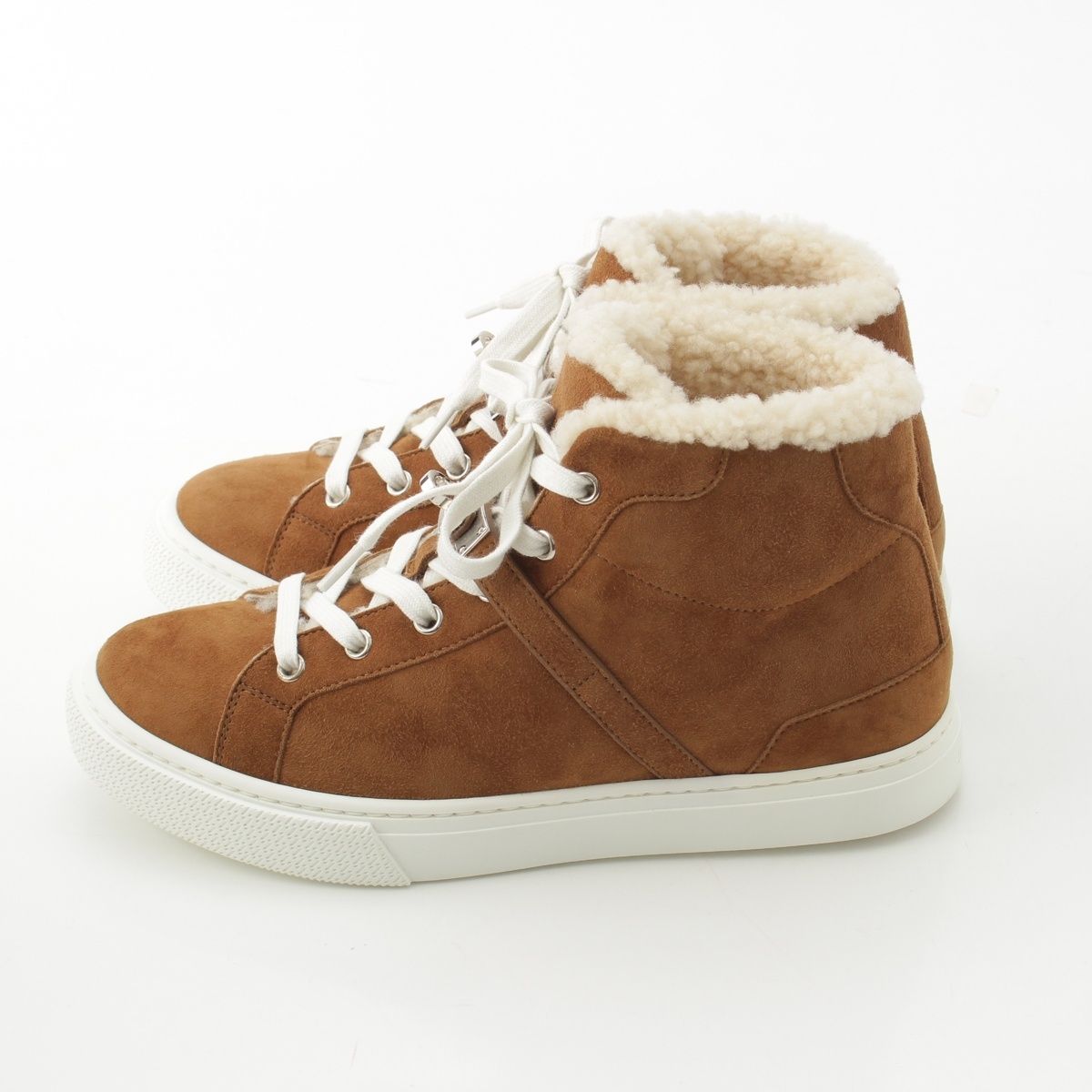 エルメス スウェード ケリー金具 ボア ムートン ハイカット スニーカー