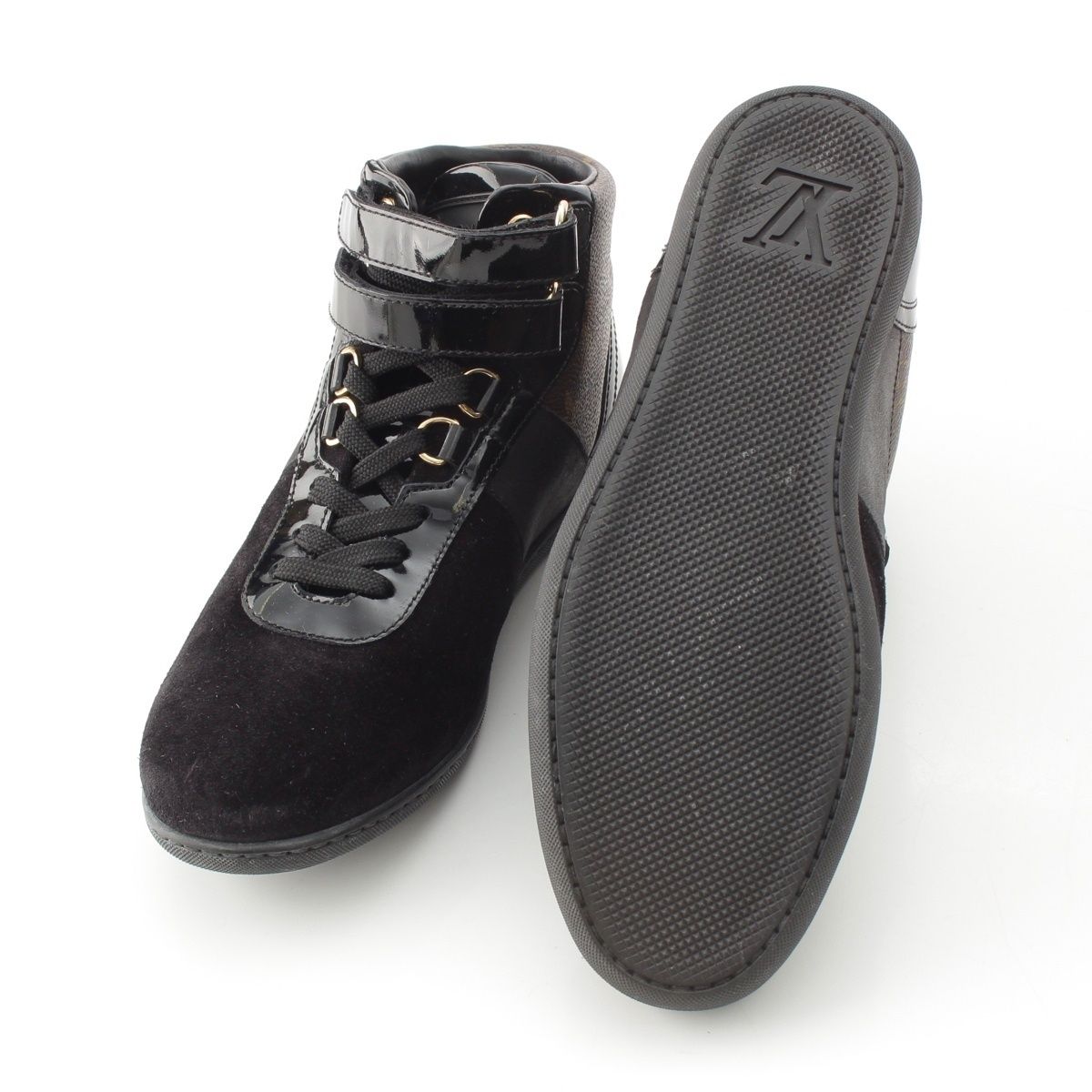 ルイヴィトン 14年 スエード パテント モノグラム ハイカット