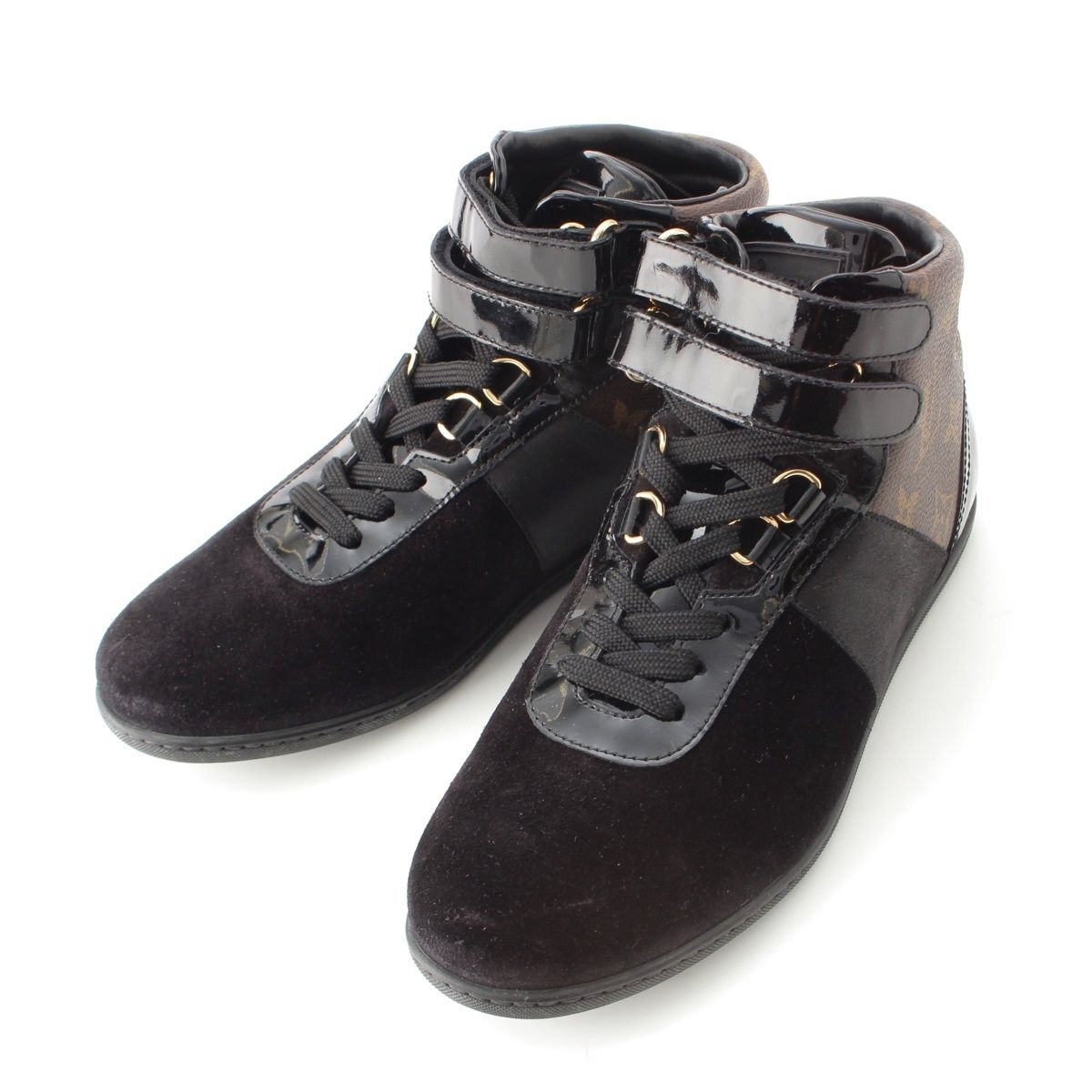 ルイヴィトン 14年 スエード パテント モノグラム ハイカット