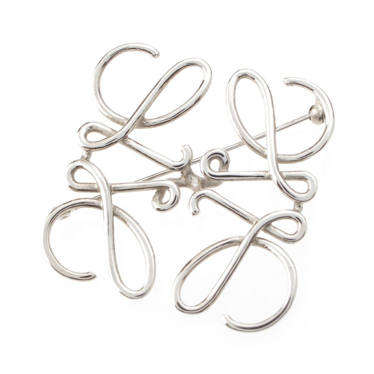 ロエベ アナグラム ロゴ ブローチ シルバー