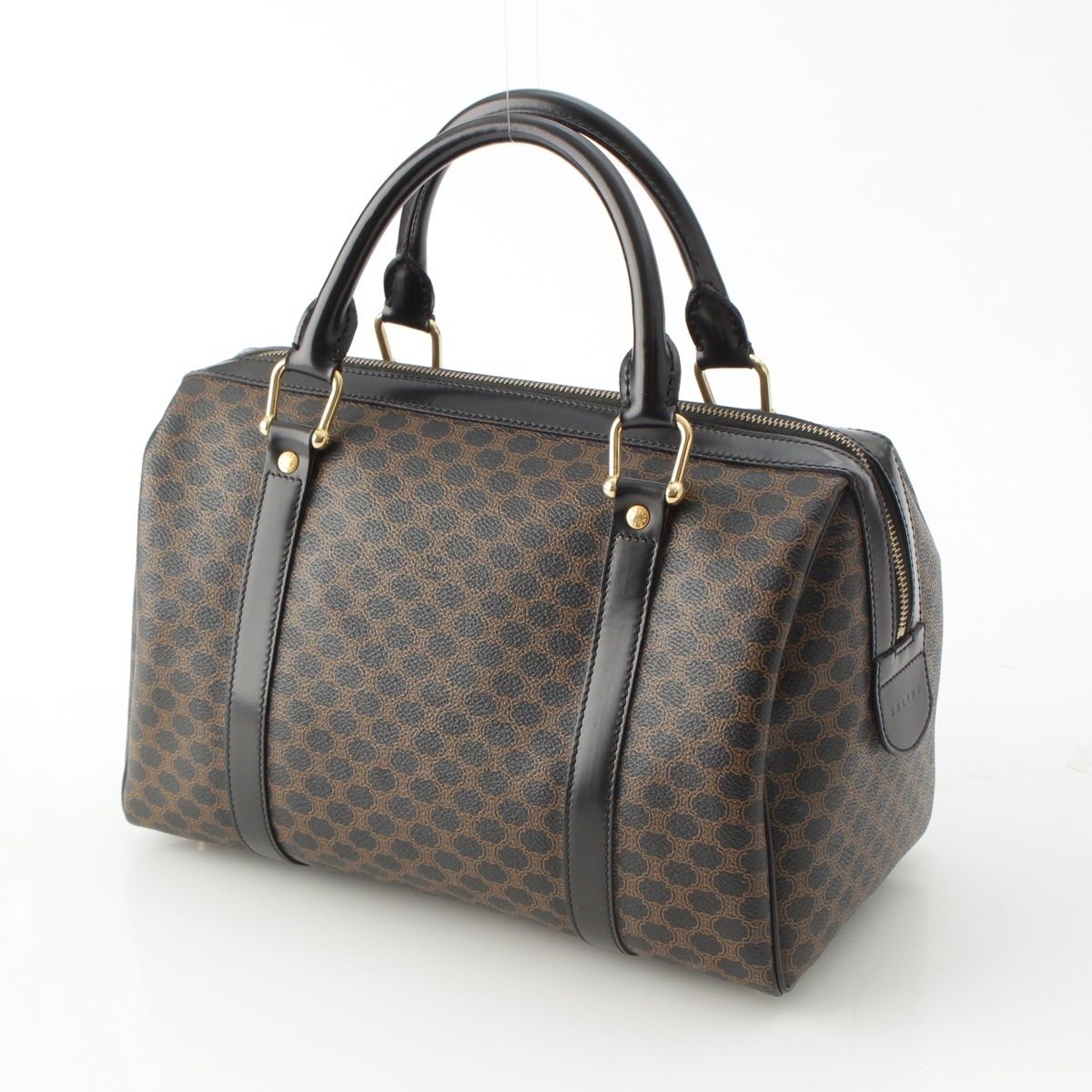 セリーヌ PVC 黒マカダム トリオンフ ミニ ボストンバッグ ヴィンテージ DM 00 1 ブラック系