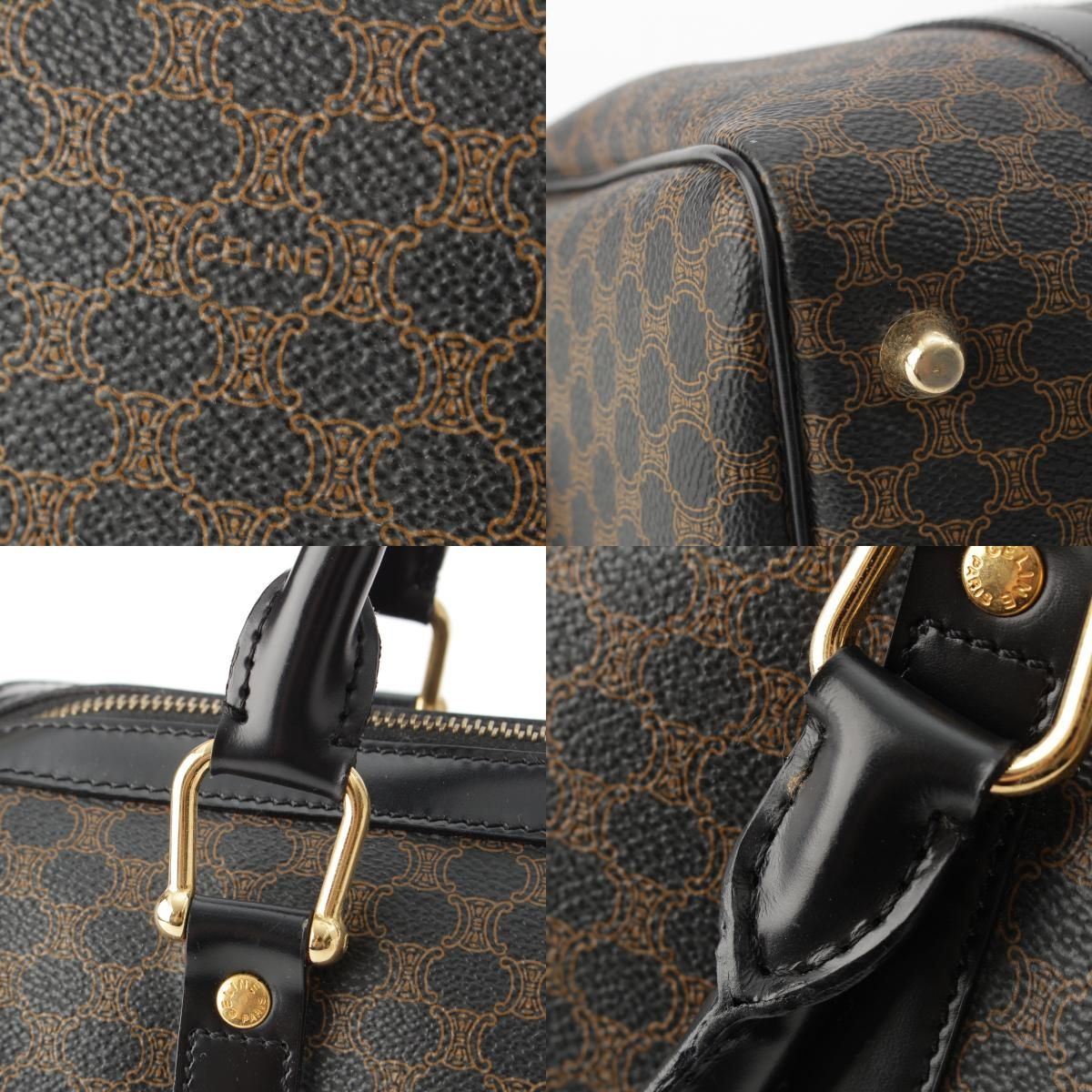 CELINE ミニボストンバッグ トリオンフ 黒 マカダム ハンドバッグ セリーヌ PVC 黒マカダム トリオンフ ミニ ボストンバッグ