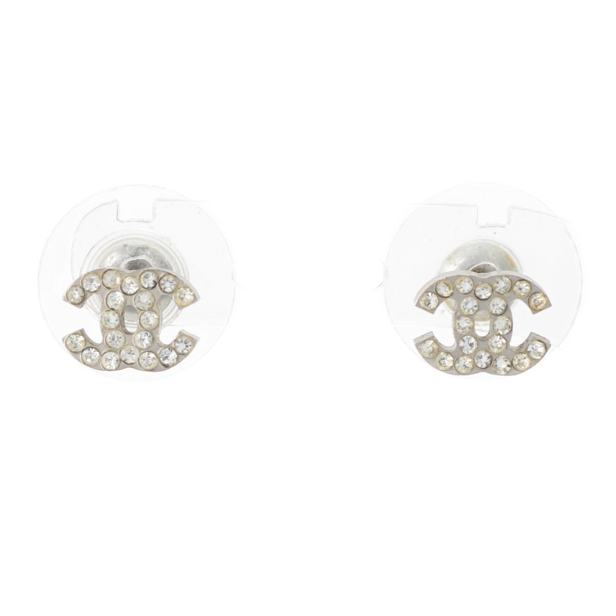 シャネル 09 P ココマーク ラインストーン ピアス 両耳用 アクセサリー シルバー