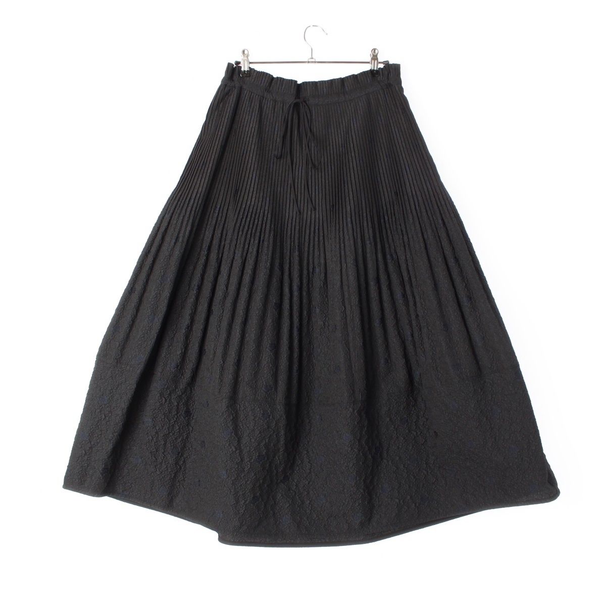 ドゥロワー 23年 ダブルプリーツ ドローストリング イージーロング スカート ボトムス 6524 299 1719 ブラック 36