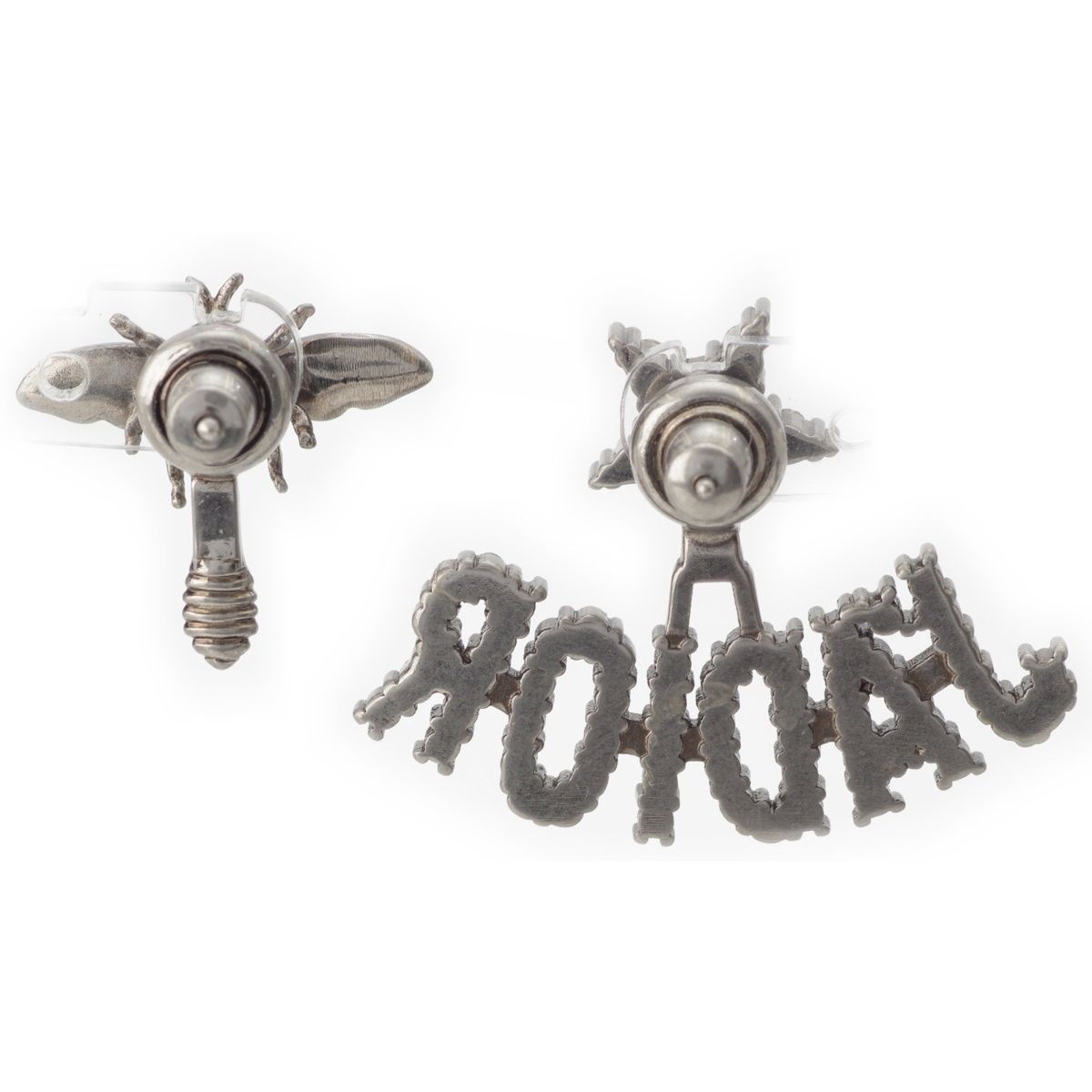 ディオール Jadior bee ビー ラインストーン ピアス 両耳用 シルバー