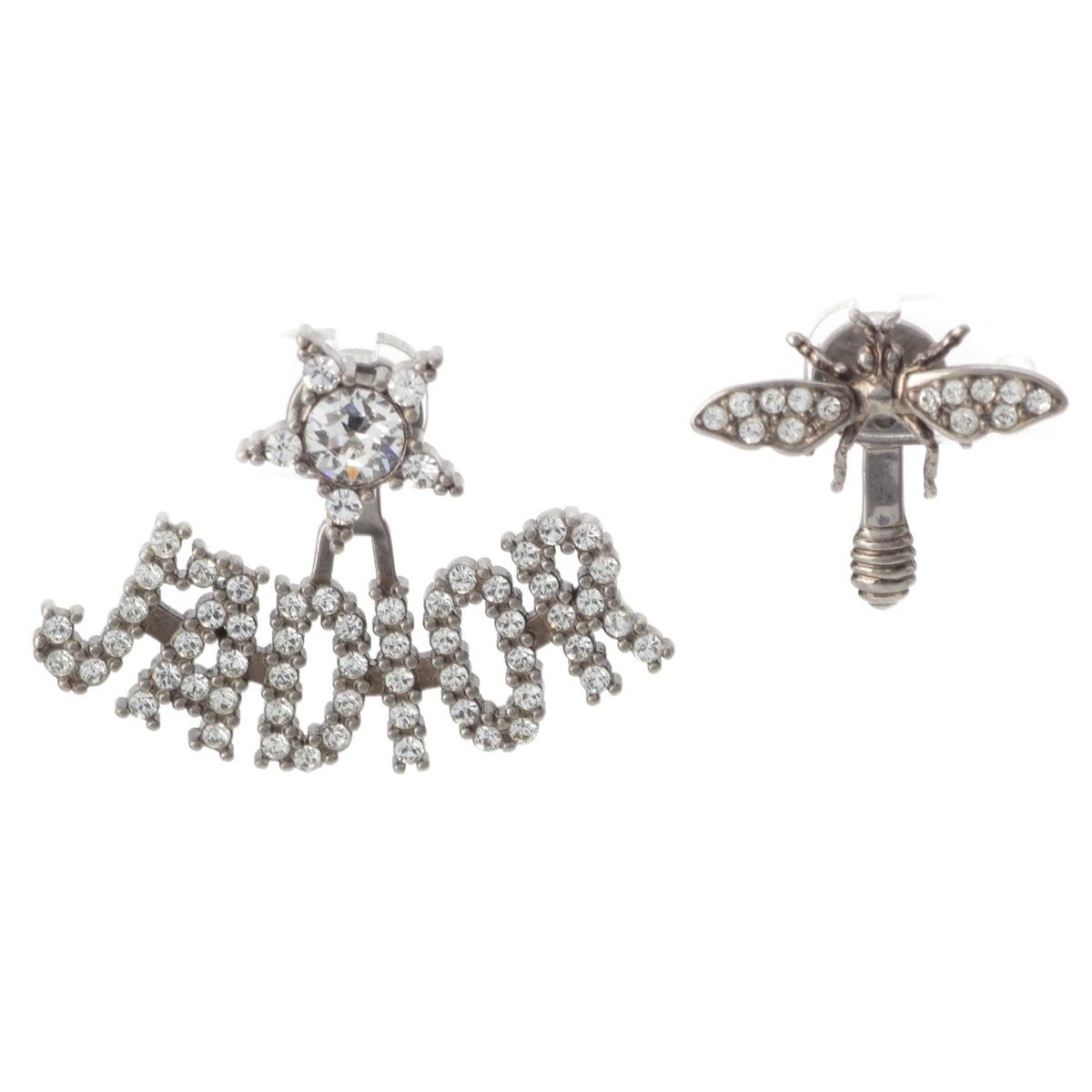 ディオール Jadior bee ビー ラインストーン ピアス 両耳用 シルバー