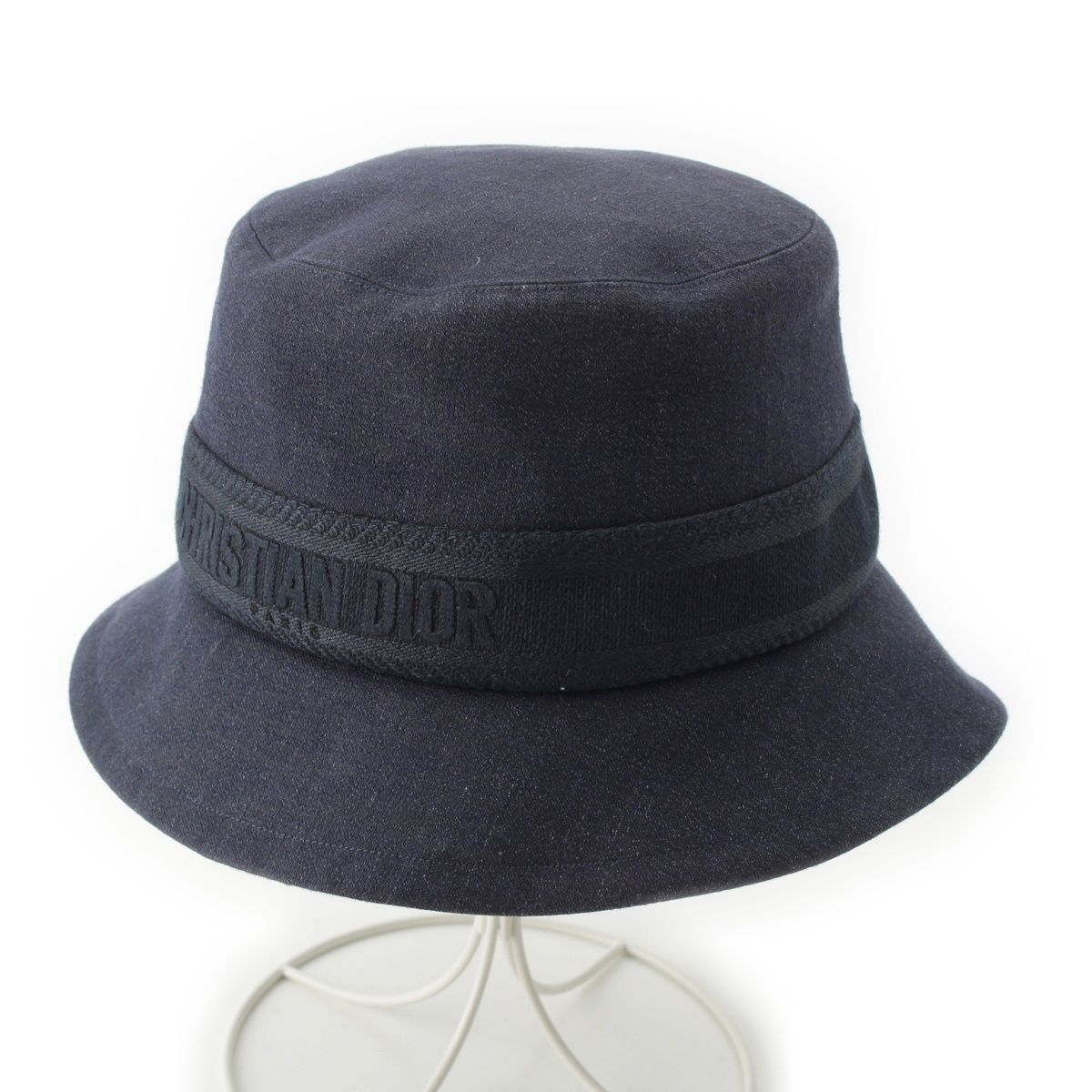 ディオール コットン オブリーク ロゴ バケット ハット 帽子 ネイビー 57