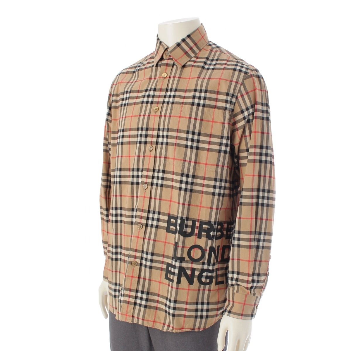 バーバリー コットン ティッシ期 ロゴ チェック 長袖シャツ トップス