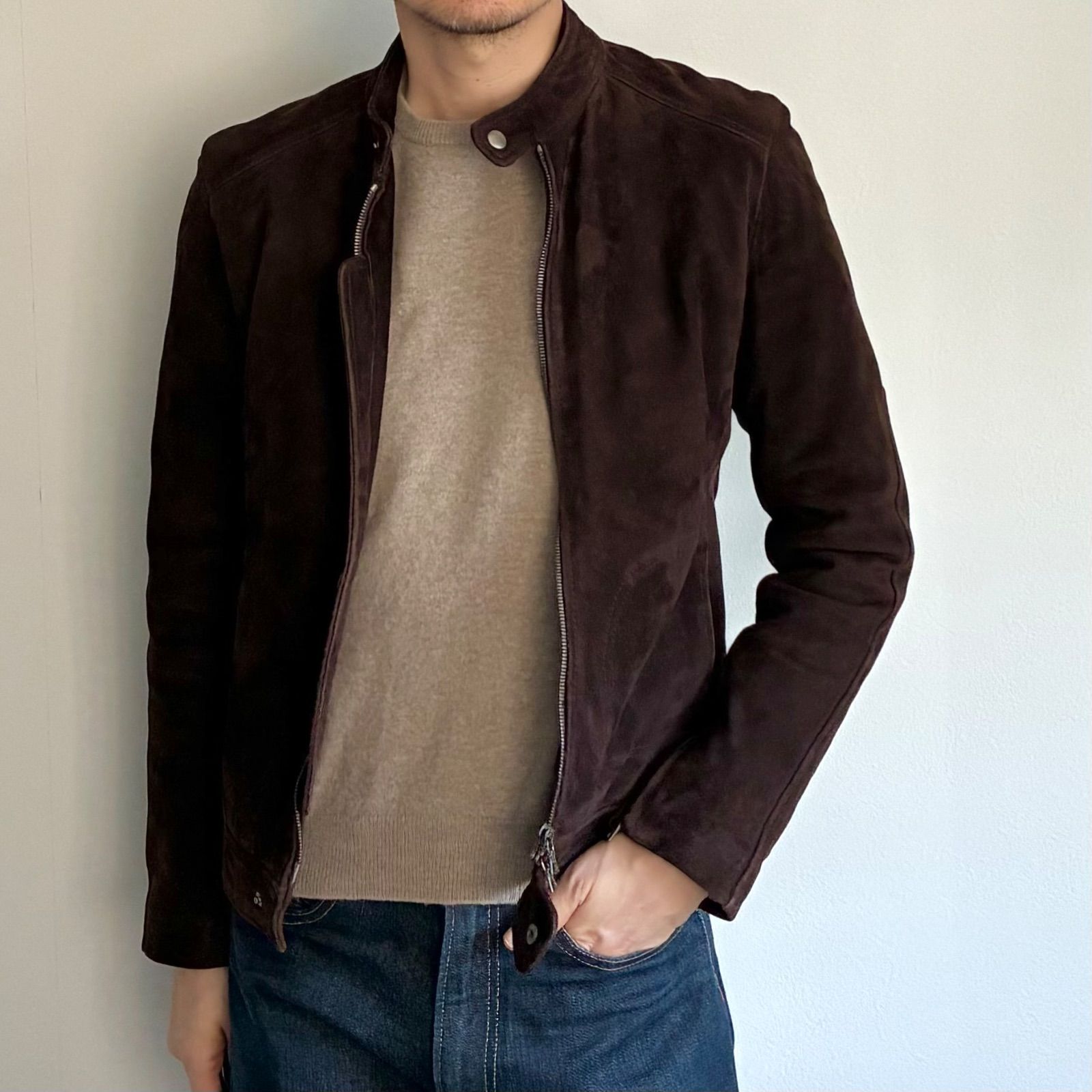 QUATTROCCHI / シープスキン スエード ライダースジャケット