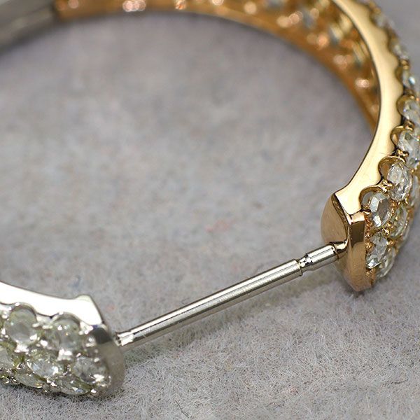 Pt950/K18 ローズカットダイヤモンド D2.54ct フープピアス