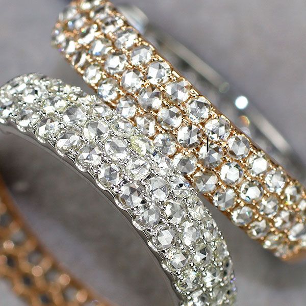 Pt950/K18 ローズカットダイヤモンド D2.54ct フープピアス