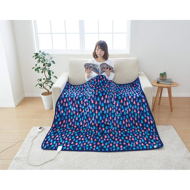 商品 Sugibo スギボー Raindrops 雨雫 のデザインがお洒落な Hot Blanket Wide ホットブランケットワイド 日本製 MB ミッドナイトブルー