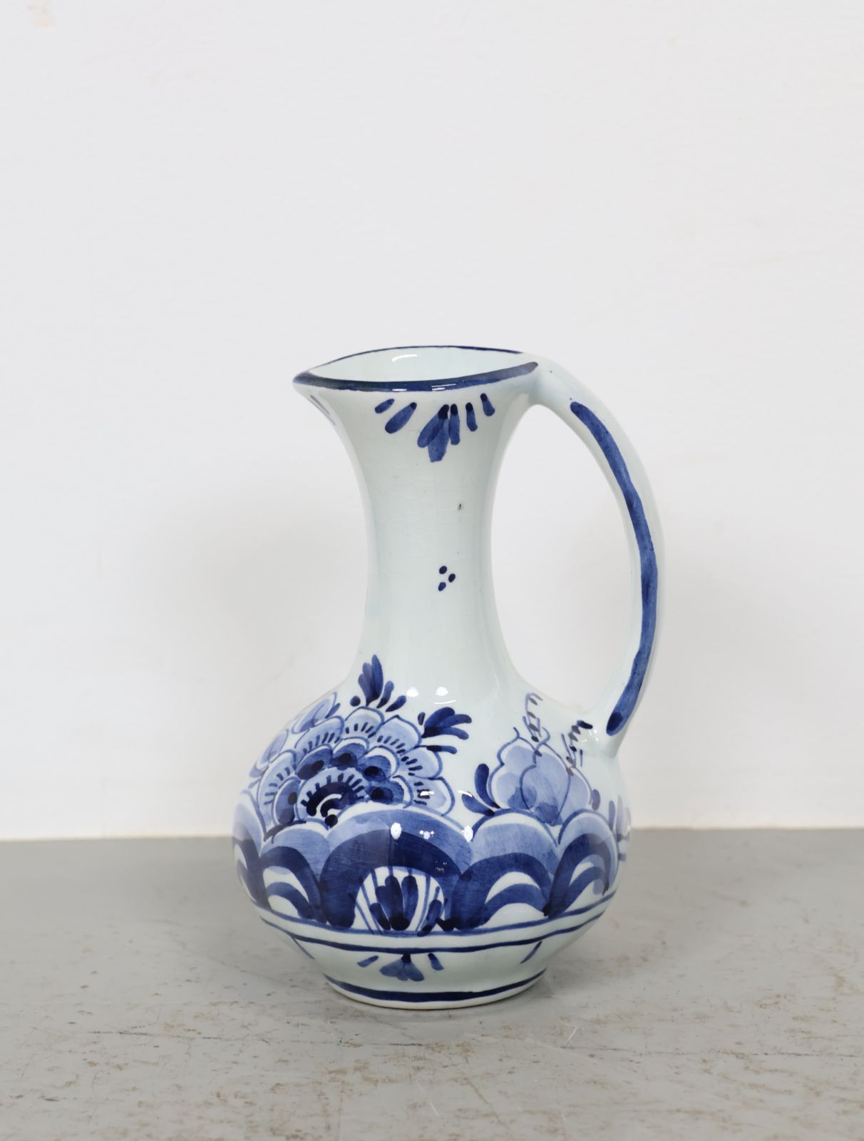 1970年代 ヴィンテージ ホワイトセラミック デルフトブルー フラワー