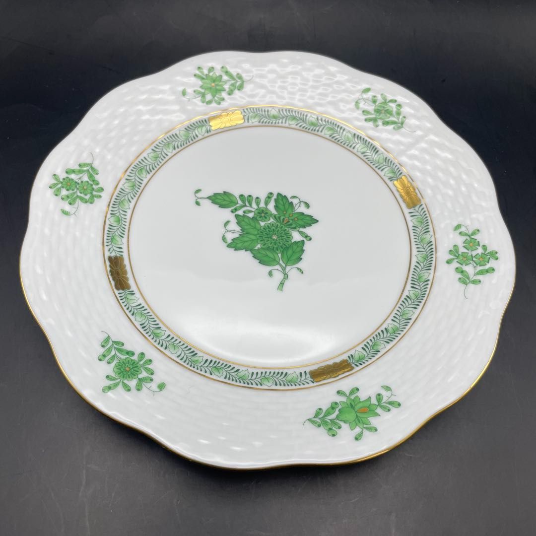 HEREND アポニー・グリーン インドの華/清の花籠 デザートプレート直径 HEREND アポニー・グリーン インドの華/清の花籠 デザートプレート直径