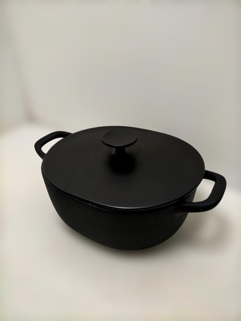 IKEA VARDAGEN / ヴァルダーゲン 鋳物ホーロー鍋 楕円型 ブラック 両手