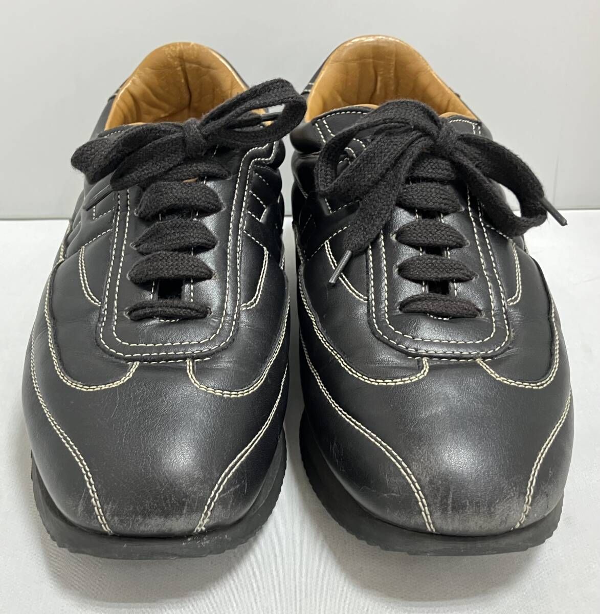 HERMES エルメス／ レザースニーカー／ブラック／ サイズ37（約23.5cm
