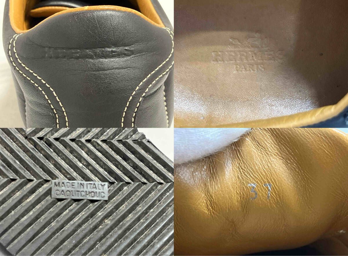 HERMES エルメス／ レザースニーカー／ブラック／ サイズ37（約23.5cm 