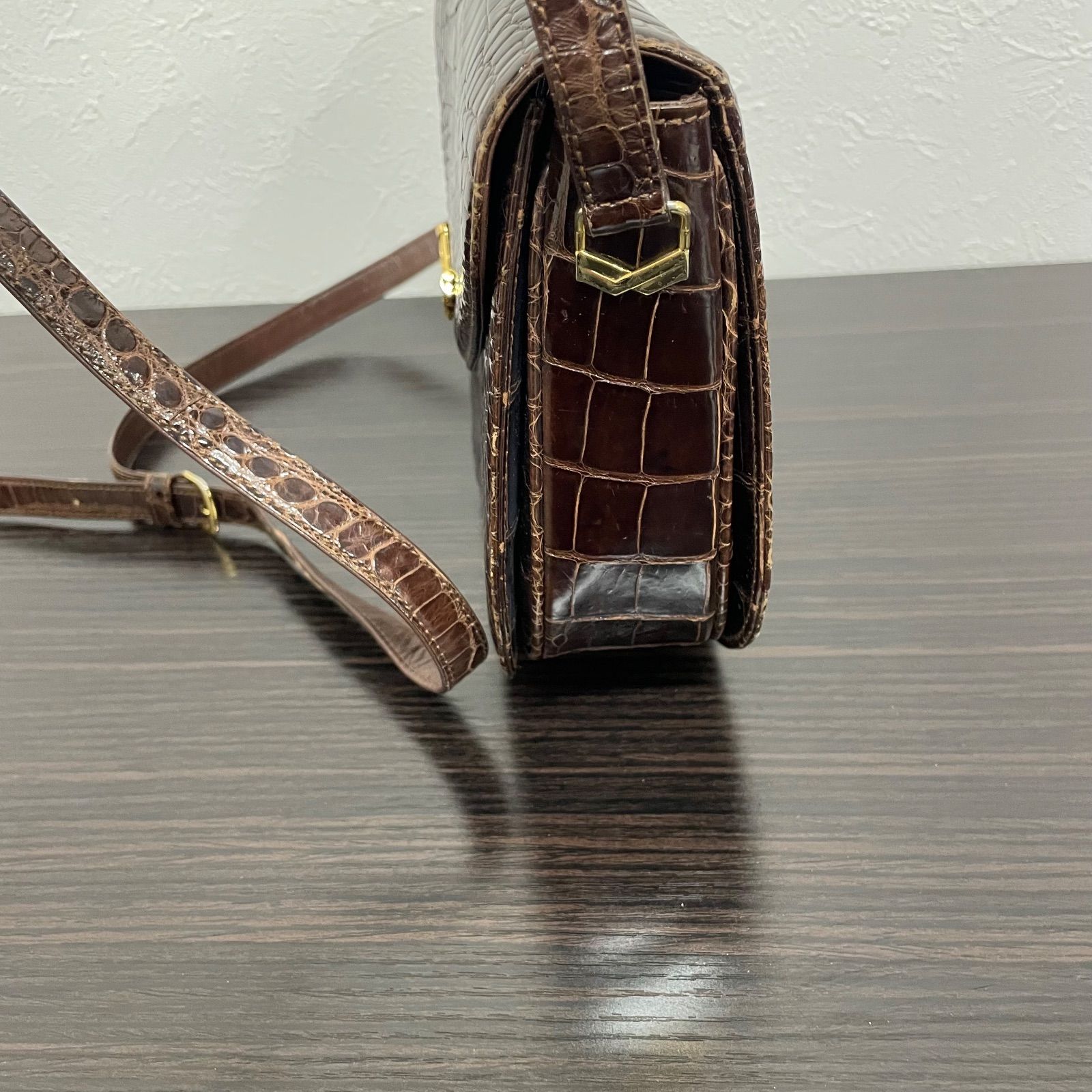TOWANNY トワニー クロコダイル ワニ柄 ショルダーバッグ ヴィンテージ ブラウン 茶色